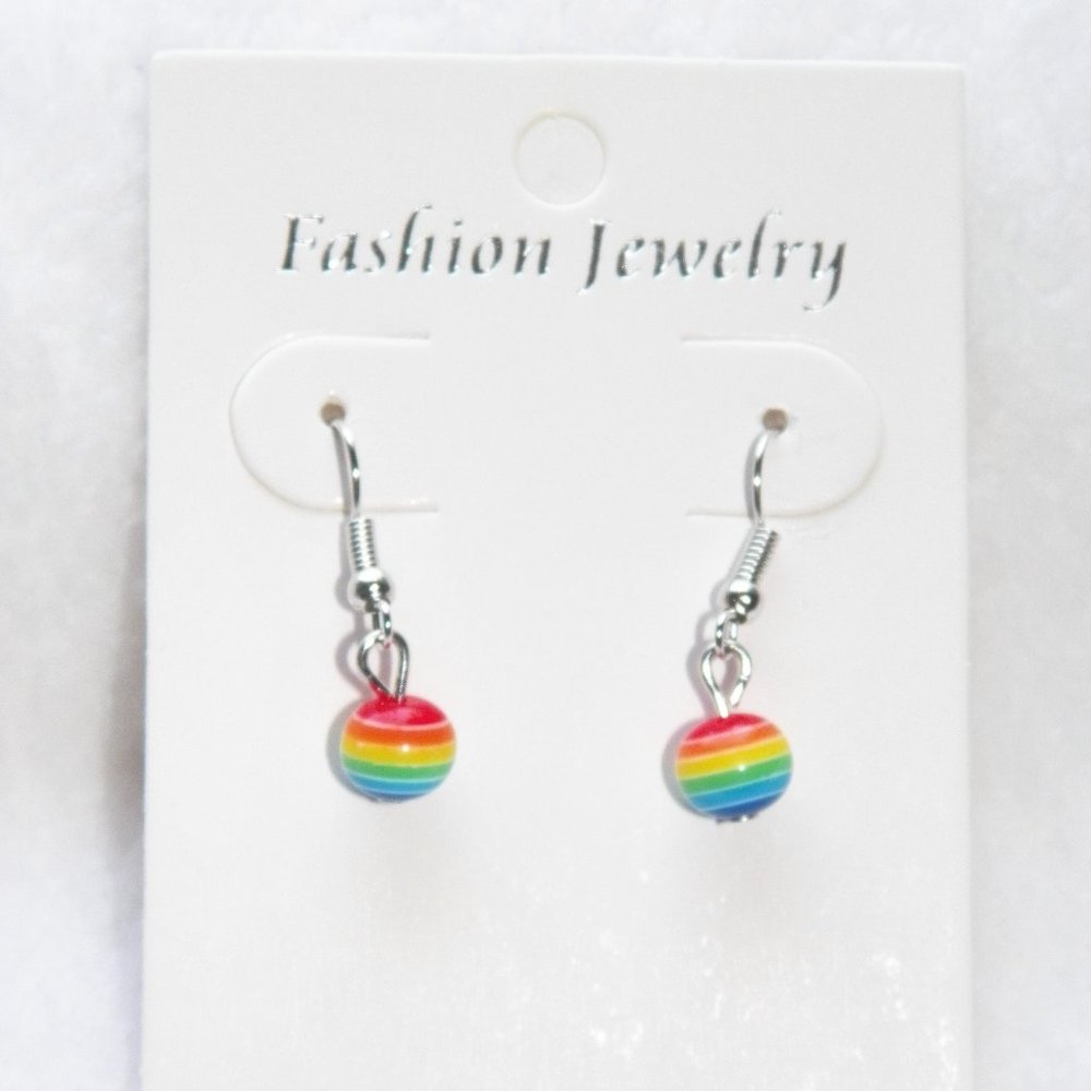 Gay Pride Rainbow Bead Drop Earrings LGBTQ+
